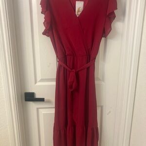 Elegant Red Wrap Dress